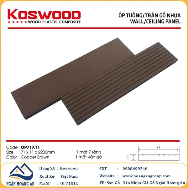 Thanh Lam Đa Năng Gỗ Nhựa Ngoài Trời Kosmos OP71X11 Copper Brown